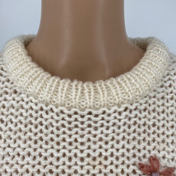 Vintage Rive Droite Collection White Embroidery Sweater Size M Made in Korea - Picture 5 of 8